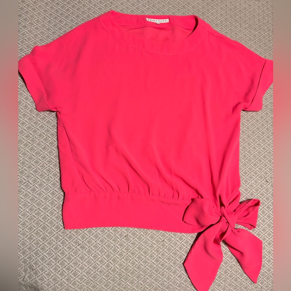 Bright Pink Trina Turk Top with Side Tie